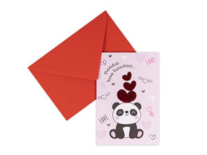 Biglietto augurale Pop - Pandas love bamboo